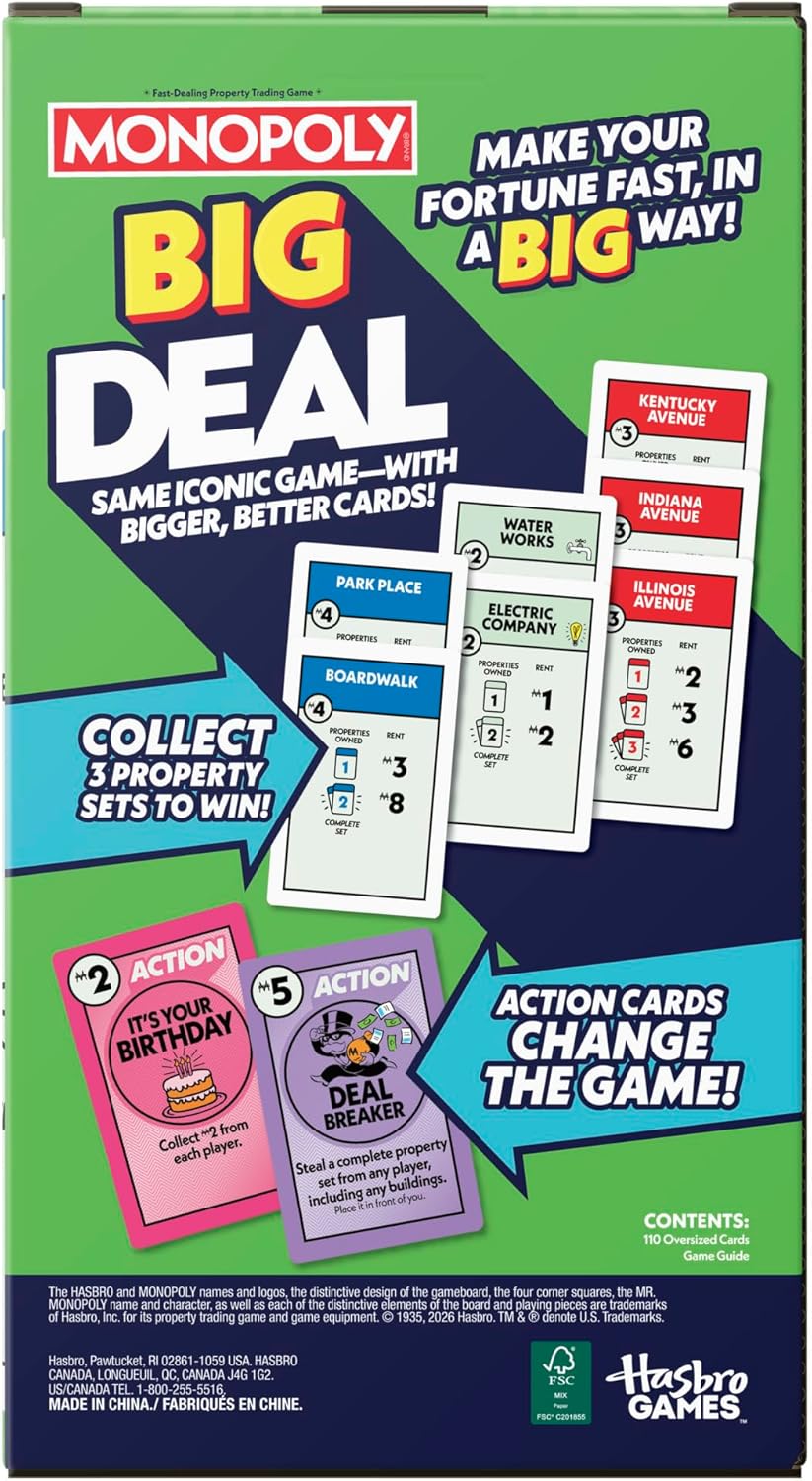 Monopoly Big Deal Oversized Card Game