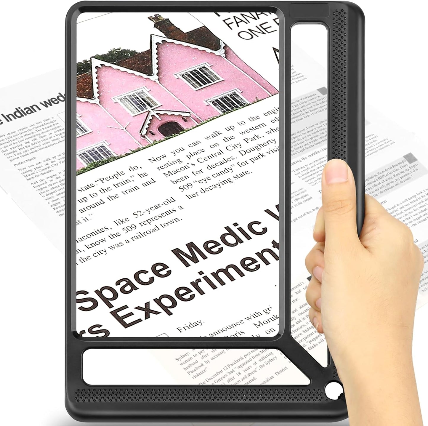 5X Full Page Magnifying Glass for Reading - Lightweight Rectangular Magnifier