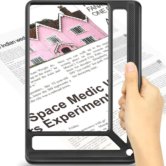 5X Full Page Magnifying Glass for Reading - Lightweight Rectangular Magnifier