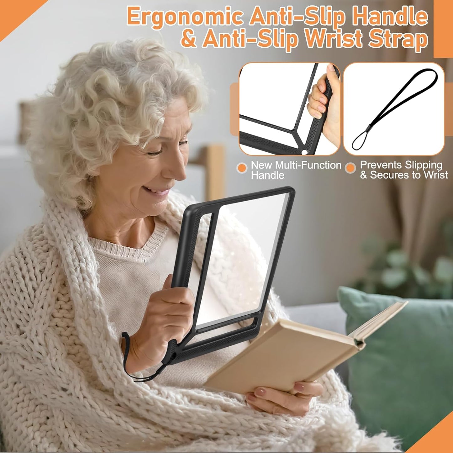 5X Full Page Magnifying Glass for Reading - Lightweight Rectangular Magnifier